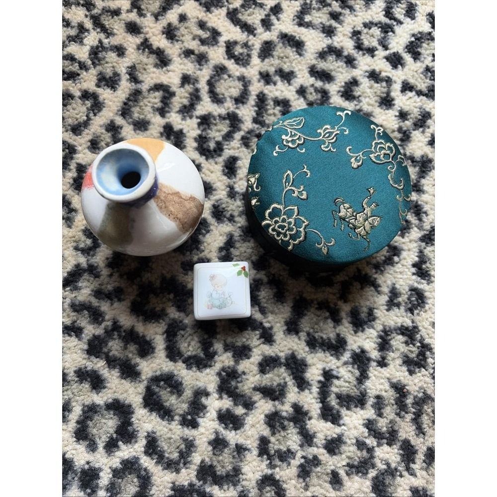 Lot Of 3- Trinket Boxes/Jar Collectibles, Shelf Sitters, Precious Moments